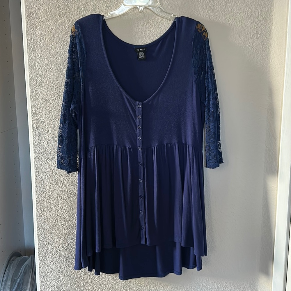 Torrid. Tunic/Top. Size 0. Color: Navy